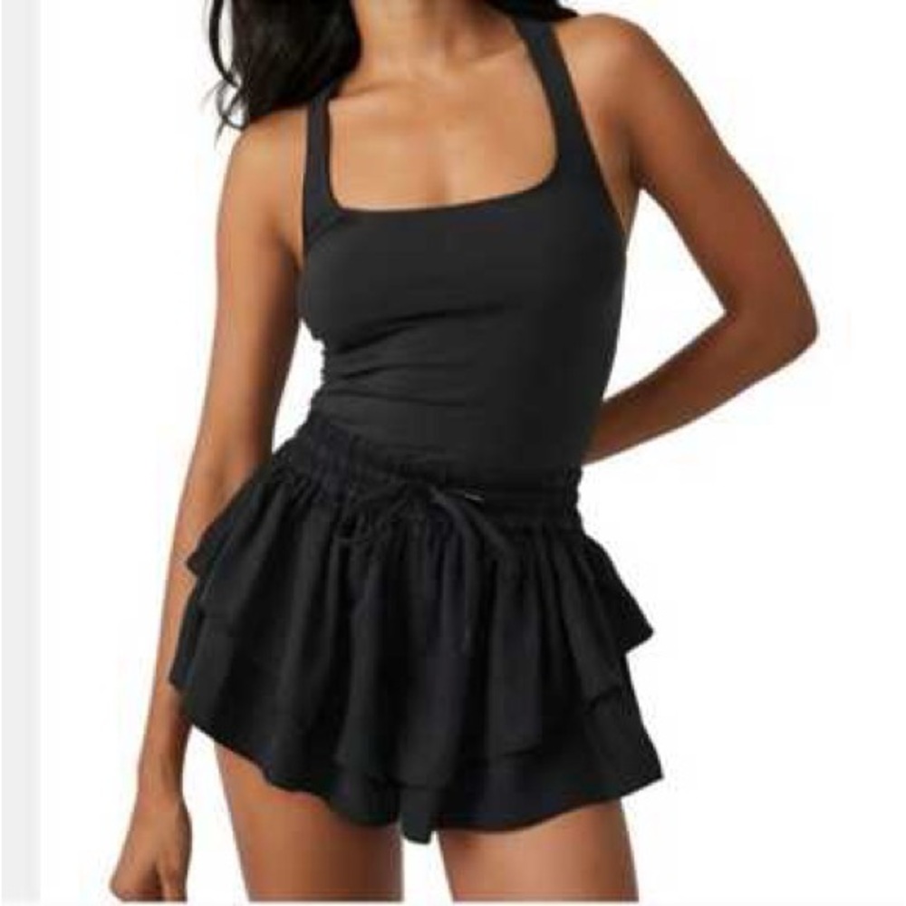 We The Free Prima Tiered Shortsie Romper Black XS - Picture 2 of 11